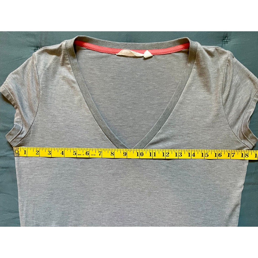 Athleta Topanga T-Shirt Dress, Heathered Gray V-Neck, Ruched Side, Drop Waist - Picture 9 of 13